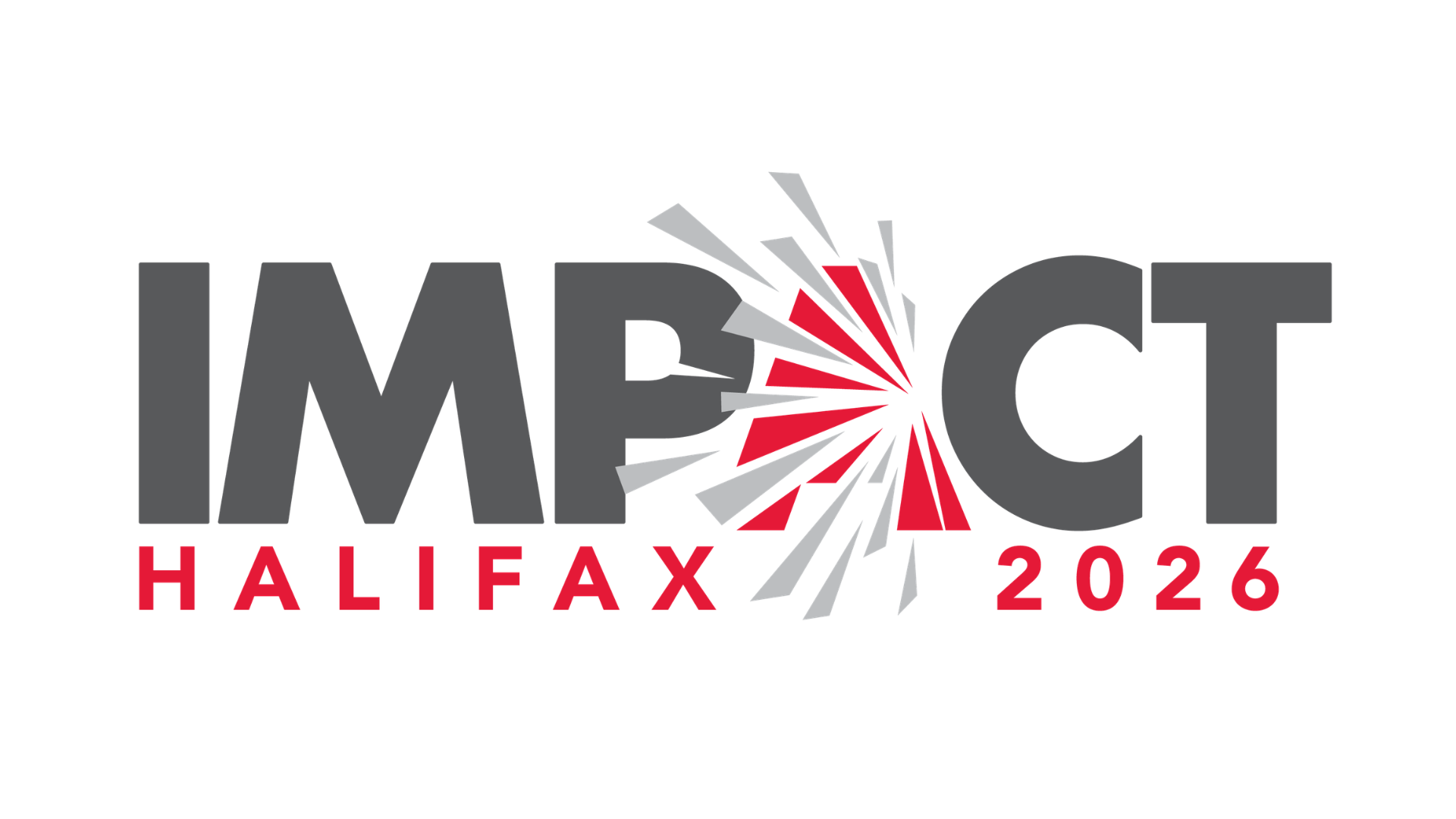 IMPACT Halifax 2026 logo with red and gray radiating burst design