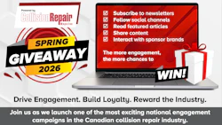 Spring Giveaway 2026 campaign by Collision Repair Magazine featuring engagement opportunities and prize rewards