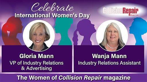 International Women's Day celebration featuring Gloria Mann and Wanja Mann from Collision Repair magazine