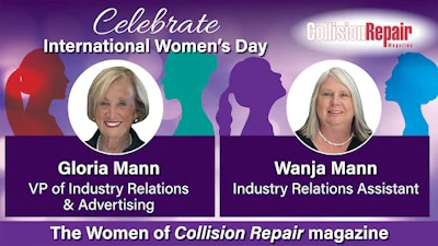 International Women's Day celebration featuring Gloria Mann and Wanja Mann from Collision Repair magazine