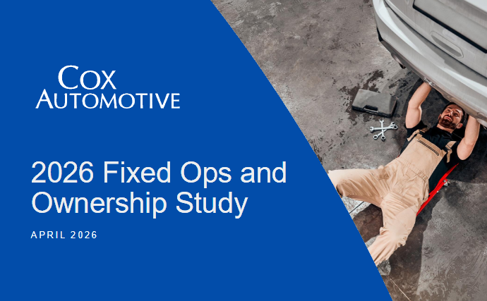 Cox Automotive 2026 Fixed Ops and Ownership Study cover featuring mechanic working under vehicle