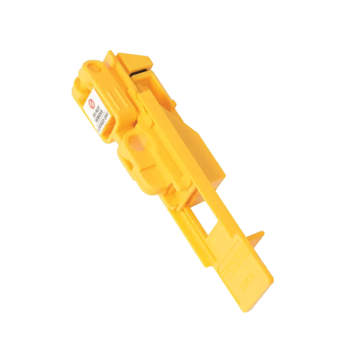 Yellow pneumatic jackhammer breaker tool with flat chisel bit