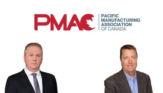 PMAC Pacific Manufacturing Association of Canada logo with two professional headshots below