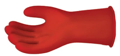 Red rubber protective glove with extended cuff
