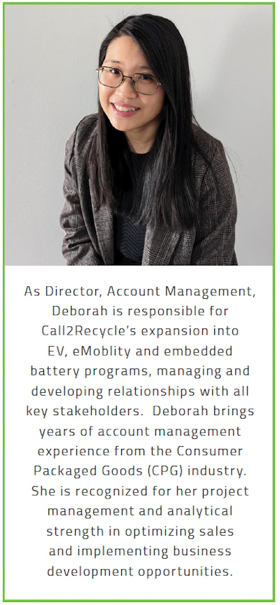 Deborah, Director of Account Management at Call2Recycle, smiling in professional headshot wearing glasses and gray blazer