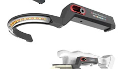 Three portable LED work lights with adjustable heads and black bodies featuring red accents