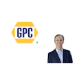 GPC Genuine Parts Company logo featuring gold hexagonal badge with navy blue text