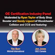 OE Certification Industry Panel featuring six automotive collision and repair professionals moderated by Ryan Taylor and Sandy Liguori