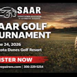 SAAR Golf Tournament promotional poster for June 24, 2026 at Dakota Dunes Golf Resort with registration details