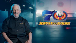 House of Kolor logo featuring a blue and red phoenix with yellow text on gradient background