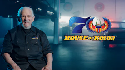 House of Kolor logo featuring a blue and red phoenix with yellow text on gradient background