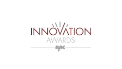Innovation Awards AAC logo with burgundy text and radiating lines symbol