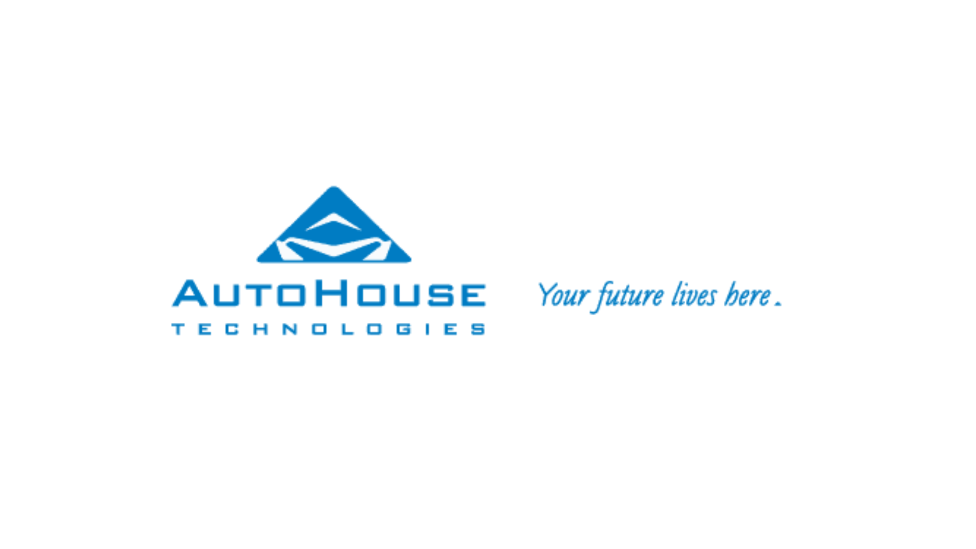 AutoHouse Technologies logo with blue geometric symbol and tagline 'Your future lives here'