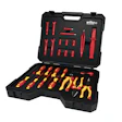 Wiha insulated screwdriver and tool set in black carrying case with red and yellow handles
