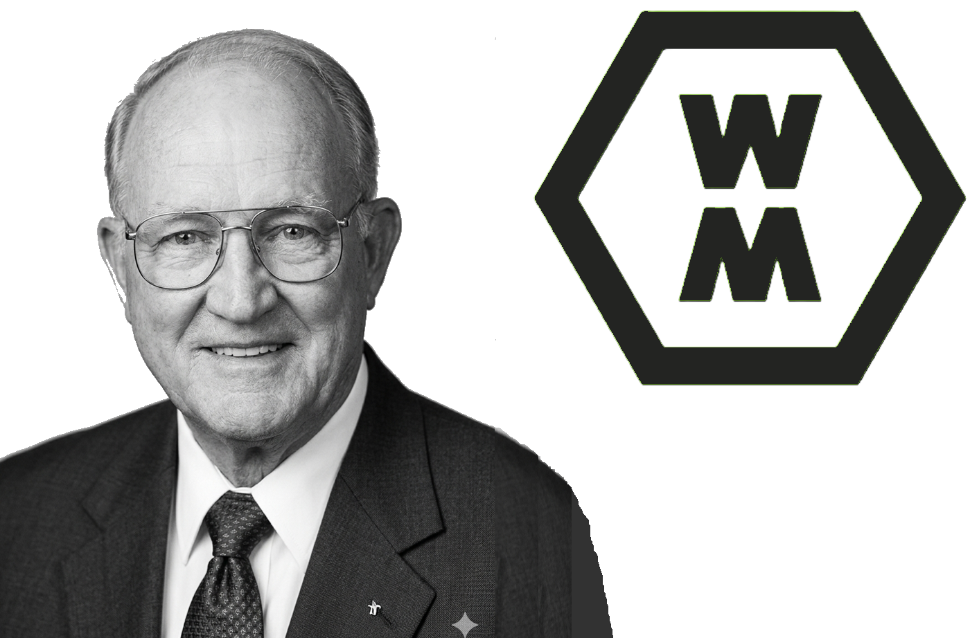 WM Waste Management hexagonal logo with black outline and white background