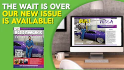 Bodywork Magazine new issue announcement featuring Viola car feature, displayed on magazine cover and desktop monitor