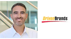 Driven Brands logo with yellow and black text and red underline accent