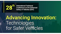 28th International Technical Conference on Enhanced Safety of Vehicles banner with theme 'Advancing Innovation: Technologies for Safer Vehicles'