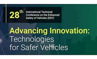 28th International Technical Conference on Enhanced Safety of Vehicles banner with theme 'Advancing Innovation: Technologies for Safer Vehicles'