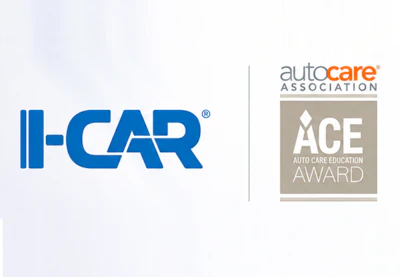 II-CAR and AutoCare Association ACE Award logos displayed side by side