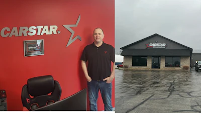 CARSTAR auto body shop interior and exterior locations featuring branded signage and storefront