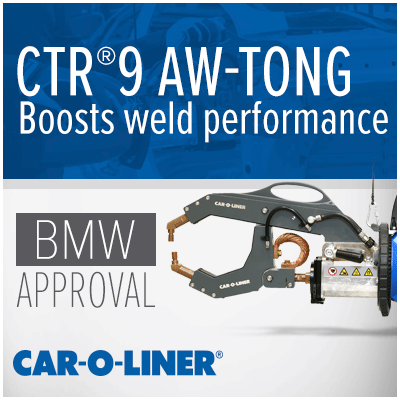 CTR 9 AW-TONG welding equipment with BMW approval and Car-O-Liner branding