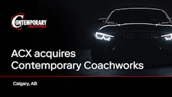 ACX acquires Contemporary Coachworks announcement with luxury BMW vehicle displayed against dark background, Calgary AB