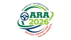 ARA 2026 conference logo featuring steering wheel emblem, Atlanta GA October 14-17 2026, Driving Connections Fueling Growth
