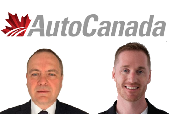 AutoCanada company logo with two professional headshots of male employees in business attire