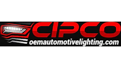 CIPCO automotive lighting company logo with red text and stylized headlight icon
