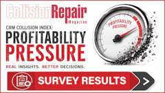 Collision Repair Magazine CRM Collision Index profitability pressure survey results with gauge graphic