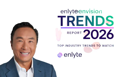 Enlyte Envision Trends Report 2026 featuring industry trends with professional executive portrait