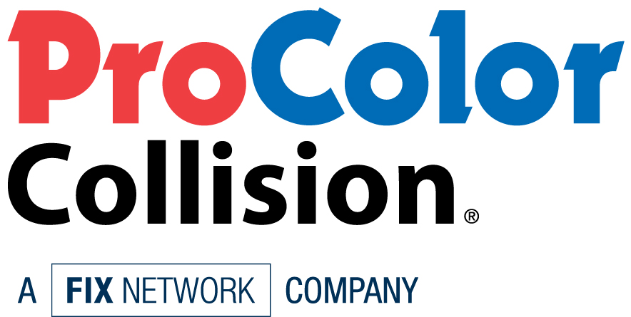 ProColor Collision logo, a FIX Network Company, featuring red and blue wordmark with black text