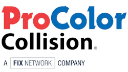 ProColor Collision logo, a FIX Network Company, featuring red and blue wordmark with black text