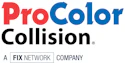 ProColor Collision logo, a FIX Network Company, featuring red and blue wordmark with black text