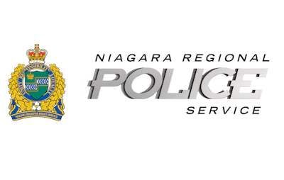 Niagara Regional Police Service logo featuring a gold-trimmed crest with crown and shield alongside gray text wordmark