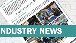Industry News section header with teal banner and accompanying photos from business events and workplace settings