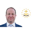 Rhode Island state seal featuring golden anchor with thirteen stars and HOPE banner