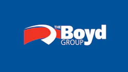The Boyd Group logo featuring a stylized red and white B symbol with company name on blue background