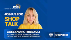 WIN Women's Industry Network Shop Talk event featuring Cassandra Thibeault, collision technician and content creator, July 9 at 5:00 PM EST