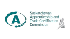 Saskatchewan Apprenticeship and Trade Certification Commission logo with teal 'A' symbol and institutional text