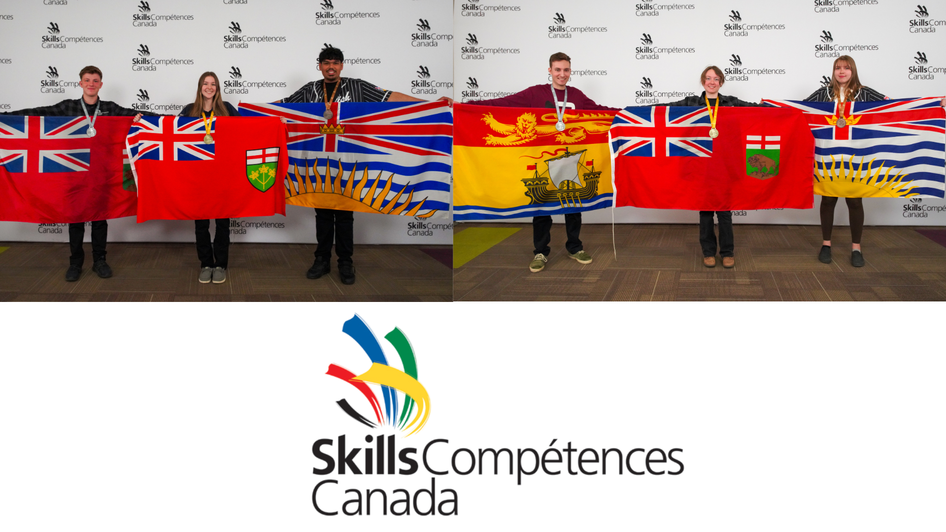 Skills/Compétences Canada logo with colorful feather design and bilingual text