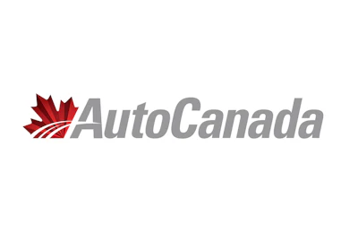 Auto Canada logo featuring a red maple leaf icon with gray text wordmark