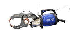CTR9 welding torch system with blue power unit, black clamp head, and copper ground cables