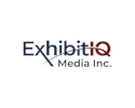 ExhibitIQ Media Inc. logo with navy text and maroon circular symbol