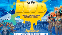 BIM on the Blvd carnival event poster featuring Bajan dancers, July 24-25, 2026 in Toronto with food, music, and family activities