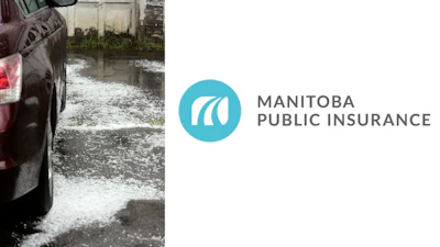 Manitoba Public Insurance logo featuring turquoise circle with white symbol and gray text