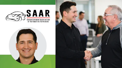 SAAR Saskatchewan Association of Automotive Repairers logo with car icon and professional networking scene