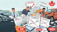 Insurance industry infographic showing administrative workload challenges, frequent claims friction, and management inefficiencies affecting profitability.