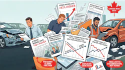 Insurance industry infographic showing administrative workload challenges, frequent claims friction, and management inefficiencies affecting profitability.